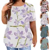 Chemisiers pour femmes Hauts pour femmes Chemises à manches courtes O Neck Tunic Print Layering Top Summer For Women