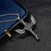 Pendant Necklaces Rose Flower Stainless Steel Necklace Wing Crosses Jewellery Vintage Choker Accessories Fashionable Present Creatively