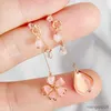 Charm Romantische Elegante Kersenbloem Oorbellen Voor Vrouwen Zoete Licht Roze Lange Tassel Drop Earring Meisjes Partij Bruiloft Sieraden R230603