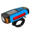 Mulitifunktion Bicycle Light with Speedometer Kortometern 120dB Hornhögtalare USB -uppladdningsbar cykelfrontljus med cykeldatorcykeltillbehör