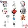 För Pandora Charms Authentic 925 Silver Pärlor Dangle Charm Coffee Owl Apple Family Tree Bead