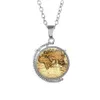 Pendant Necklaces Earth World Map Time Gem Necklace Double Sided Glass Cabochon Rotating Sweater Chain Fashion Jewelry For Men Women Dh1Bz