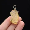 Pendant Necklaces Natural Raw Stone Irregular Crystal Quartz Copper Wire Winding Charms For DIY Necklace Making Jewelry Accessories Gift