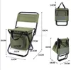 Silla de pesca plegable con bolsas más frescas Silla de pesca plegable ultraligera Asiento para acampar al aire libre Ocio Picnic Silla de playa herramienta