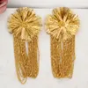 Dunly Chandelier Sarkık Küpe Kadınlar Geometrik Çiçek Bakır Uzun Tassel Damla Küpe 24K Altın Kaplama Parti Takı Aksesuar Hediyeleri 230602