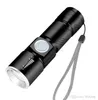 3 tryby Zoomowalne LED Q5 latarka latarka Outdoor Flash Light Thibing Camping Portable mini lampa USB Światła do ładowania latarki Laski Latarki obejmują baterię 18650