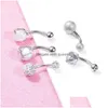 Anéis de botão de sino de umbigo 2 cores barriga de aço inoxidável para mulheres meninas 10 barras de perfuração de parafuso anel corpo jóias acessórios de moda Dhrkw