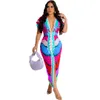2023 Sexy Club Party Robes Pour Femme 3D Imprimé Robe D'été À Manches Courtes Ruché Profond Col En V Moulante Midi Maxi Robe Plus La Taille S-3XL