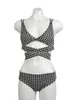 Kvinnors badkläder zia samma sexiga stil kvinnors bikini set vintage houndstooth tryck push up bikini checker baddräkt wrap bandage badkläder baddräkt j230603