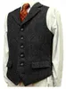 Men's Vests Men's Vest Slim Fit Suits Herringbone Tweed Notch Lapel Wool Business Casual Waistcoat