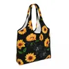 Bolsos de noche AWatercolor Girasol Bolso de compras Estampado de flores amarillas Tela vintage Bolso de oficina Regalos femeninos