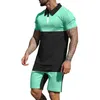 Trainingsanzüge Herren-Poloshirt-Shorts, 2-teilig, Luxusmarke, lässig, mit Reißverschluss, Revers, T-Shirt, kurzärmelig, Leichtathletik-Anzug, Herren-Jogging-Set P230603