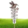 Equipamentos de rega Medidor de chuva de beija-flor para jardim Ferramenta de medição de chuvas de metal de 7 polegadas com ornamento de pássaro Decoração digital de 7 polegadas