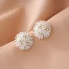 New Korean Light Luxury Pearl Stud Earrings For Women Crystal Zircon Flower Temperament Earring Wedding Party Jewelry nice