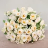 Flores decorativas buquê de flores rosa artificial rosa vermelha decoração de casamento 10 cabeças de seda rosas falsas flores para decoração de casa