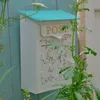 Decorações de jardim casa de fazenda caixa de correio montada na parede material de metal pássaro padrão deixando mensagem decoração ao ar livre 230603