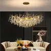 Ljuskronor modern guld lyxkristall för matsal gren hängande lampa lång belysning fixtur levande el lobby