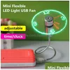 Gadgets Usb Nuevo Gadget ajustable duradero Mini Ventilador de luz LED flexible Reloj de tiempo Escritorio Pantalla real fresca Alta calidad Drop Deliver Dh2Qs