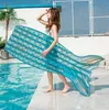 Uppblåsbar sjöjungfru luftbädd badbassäng flytande madrass för barn vuxna roliga flottörer ny modesimring leksaksåtkomst
