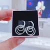 Family Always Encircled Hoop Earrings for Pandora Real Sterling Silver Party Jewelry designer Earring For Women Crystal Diamond Circle earring with Original Box