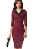 Платья Niceforever, винтажное лоскутное платье с узором «гусиные лапки», для офисной работы, платья с пуговицами, для деловых вечеринок, женское облегающее платье B570