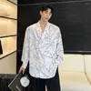 メンズカジュアルシャツsyuhgfa韓国人男性ファッション長袖印刷vネックメンズサマートレンディトップ2023日本語スタイルのプルオーバー