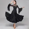 Stage Wear Elegant Ballroom Competition Dress Women Mesh Performance Costume Waltz Dresses Modern Dance Outfit Tango Dancewear DL8556