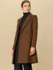 Allegra k Manteau d'hiver mi-long pour femme avec revers cranté et ceinture à double boutonnage