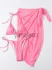 Costumi da bagno donna Solid Pink 3 pezzi Bikini Set Halter Costume da bagno Costume da bagno donna Taglio alto Costumi da bagno Donna Costume da bagno sexy Abbigliamento da spiaggia J230603