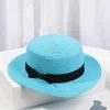 Bred hattar 2023 Nya Barnama Simple Summer Beach Leisure Women's Flat Top Brim Bow Knot Girls 'Sun Hat G230603