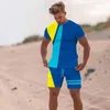 Tute Estate T-shirt da spiaggia da uomo Track Set Stampa 3D in 2 pezzi Abbinamento completo Sport Manica corta Girocollo Abbigliamento stile casual 6xl P230605