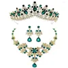 Pinces à cheveux Baroque cristal ensemble de bijoux de mariée strass collier boucle d'oreille diadème couronne pour les femmes mariée mariage perles africaines