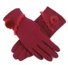 noël femmes élégant gants mode arc long lacé téléphone écran tactile gants hiver sport de plein air chaud cachemire gants mitaines 24 couleurs