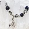 Strand Unique Design High Quality Natural Blue Sandstone Galaxy 6mm Round Stone Beads Bracelets Jewelry Making 7.5inch B1975