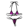 Women's Swimwear Womens Shiny Metallic Mini Bikini Swimsuit Bathing Suit Halter Neck Tie-on Bra Top with G-String Thong Briefs Erotic Swimwear J230603