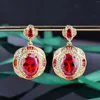 Necklace Earrings Set Foydjew Retro Italian Simulated Garnet Ruby Pendant Necklaces Drop Rings Banquet Party For Women