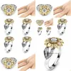 Band Rings Sunflower Flower Rhinestone For Women Generous Luxury Fashion Refined Engagement Ring Costume Jewelry Drop Delivery Dhaxw