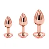 Small Medium Large Crystal Heart Road Rose Gold Flower Metal Anal Pärlor Butt Plug Jewelry Insert för kvinnlig hane