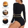 Women's Shapers MD-0057 Women Bodysuit Underwear Belly Hip-lifting Shaping Suit Women's Tight Long-sleeved Slimming Body-shaping