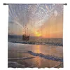 Curtain Pirate Ship Seaside Beach Dusk Tulle Curtains For Living Room Bedroom Kitchen Decoration Chiffon Sheer Voile Window