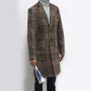 Shinesia Classic Topper Trench Coat de Lã Xadrez Atacado Venda Quente Inverno Masculino para Homens Tecido Casaco Longo Tricotado Regular U
