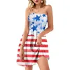 Casual Dresses Summer For Women 4 juli Patriotisk smockad midja Stropplös Ruffled Mini Dress Beach Cover Ups Boho Bandeau sundress