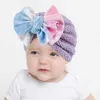 Accessori per capelli Tie Dye Big Bowknot Baby Hat Turbante Autunno Inverno Warm Infant Berretto lavorato a maglia Tinta unita Beanie neonato per Girl Boy