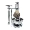 Blad Irazor Classic herrarnas dubbla kant Säkerhet Razor våt rakningssats innehåller 10 blad Pure Badger Hair Brush for Father's Day Gift