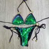 Damen-Bademode, fester Bikini, sexy Badeanzug, Neckholder-Bademode, Badeanzug, Damen-Bling-Pailletten-Bikini-Set, Strandkleidung, Dropshipping, Monokini, Glitzer, J230603