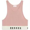 Womens Crop Top Knits Tee Designer Regatas Mulheres Roupas Moda Carta Imprimir Verão Sem Mangas Pulôver Colete Casual Camis Sexy Streetwear K6Fn #