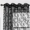 Curtain Elegant French Rose Embroidered Sheer Black Lace Curtains Bedroom Durable Grommet Window Treatment Drape For Living Room