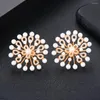 Dangle Earrings 2023 Luxury Firework Shinning Pearls Earring For Nigerian Bridal Full Cubic Zirconia Inlaid Statement Jewelry