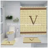 Douchegordijnen Grote Letter Absorberende Badmatten Klassieke Badkamer Vier Stuks Set Waterdicht Anti Plas Baden Gordijn Drop Levering Thuis Dhugq