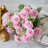 Fleurs décoratives Rose Hortensia Artificielle Soie Oeillet Rose Bouquet Faux Vase Pour La Maison De Mariage Décoration Accessoires Plantes